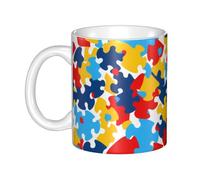UDFKGLP autism awareness puzzle pieces heart Pattern mug ceramic Mugs for cappuccino, latte, cereal, yogurt, milk, hot or cold drinks Micro-wave oven