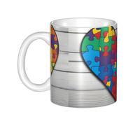 UDFKGLP Autism Awareness Puzzle Pieces Heart Pattern mug ceramic Mugs for cappuccino, latte, cereal, yogurt, milk, hot or cold drinks Micro-wave oven