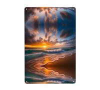 UDFKGLP Beach Maui Hawaii Sunset Sea Waves Clouds Pattern Tin decorative painting 8x12in Made of tinplate, wear-resistant and durable