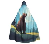 UDFKGLP Bear Looking At The Sky Pattern Adult Hooded Cloak is a super large, comfortable, and durable Halloween hooded poncho