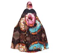 UDFKGLP Beautiful Donuts Pattern Adult Hooded Cloak is a super large, comfortable, and durable Halloween hooded poncho