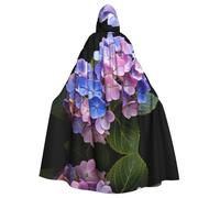UDFKGLP Beautiful hydrangea Pattern Adult Hooded Cloak is a super large, comfortable, and durable Halloween hooded poncho