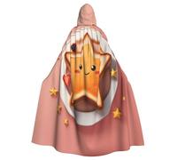 UDFKGLP Beautiful Star Toast Pattern Adult Hooded Cloak is a super large, comfortable, and durable Halloween hooded poncho