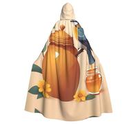 UDFKGLP Bird Next To Honey Pot Pattern Adult Hooded Cloak is a super large, comfortable, and durable Halloween hooded poncho