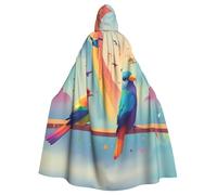 UDFKGLP Birds On The Rainbow Pattern Adult Hooded Cloak is a super large, comfortable, and durable Halloween hooded poncho