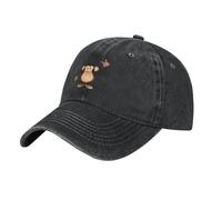 UDFKGLP Black Naughty Little Monkey Pattern Washed Cowboy Baseball Cap for Adults - Stylish and Breathable Hat, Black, One size