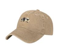 UDFKGLP Black Three Cute Sheep Pattern Washed Cowboy Baseball Cap for Adults - Stylish and Breathable Hat, Natural, One Size