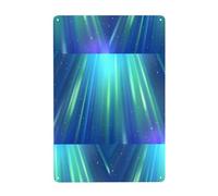 UDFKGLP Blue Aurora Borealis Pattern Tin decorative painting 8x12in Made of tinplate, wear-resistant and durable