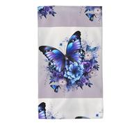 UDFKGLP Blue Purple Flower Butterfly Pattern Towel Towels 27.5x16in Skin-Friendly Absorbent Fluffy and Soft for Bathroom, Beach, Outdoors
