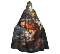 UDFKGLP Brook Trout Fly Fishing Pattern Adult Hooded Cloak is a super large, comfortable, and durable Halloween hooded poncho