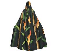 UDFKGLP Burning Bamboo Leaves Pattern Adult Hooded Cloak is a super large, comfortable, and durable Halloween hooded poncho