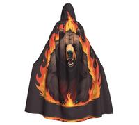 UDFKGLP Burning Bear Pattern Adult Hooded Cloak is a super large, comfortable, and durable Halloween hooded poncho