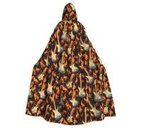 UDFKGLP Burning Guitar Pattern Adult Hooded Cloak is a super large, comfortable, and durable Halloween hooded poncho