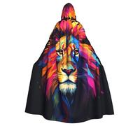 UDFKGLP Cartoon Cool Lion Pattern Adult Hooded Cloak is a super large, comfortable, and durable Halloween hooded poncho