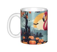 UDFKGLP Cartoon Halloween Flamingo Pattern mug ceramic Mugs for cappuccino, latte, cereal, yogurt, milk, hot or cold drinks Micro-wave oven