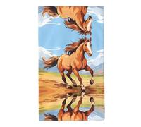 UDFKGLP Cartoon Horse Pattern Towel Towels 27.5x16in Skin-Friendly Absorbent Fluffy and Soft for Bathroom, Beach, Outdoors