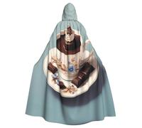 UDFKGLP Chocolate In A Teacup Pattern Adult Hooded Cloak is a super large, comfortable, and durable Halloween hooded poncho