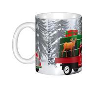 UDFKGLP Christmas Truck and Moose Pattern mug ceramic Mugs for cappuccino, latte, cereal, yogurt, milk, hot or cold drinks Micro-wave oven
