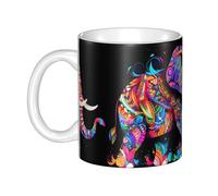 UDFKGLP colorful elephant Pattern mug ceramic Mugs for cappuccino, latte, cereal, yogurt, milk, hot or cold drinks Micro-wave oven
