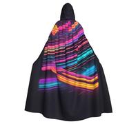UDFKGLP Colorful Neon Strips Pattern Adult Hooded Cloak is a super large, comfortable, and durable Halloween hooded poncho