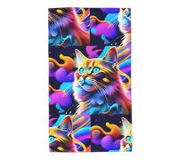 UDFKGLP Colorful Psychedelic Cat Pattern Towel Towels 27.5x16in Skin-Friendly Absorbent Fluffy and Soft for Bathroom, Beach, Outdoors
