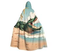 UDFKGLP Crocodile On The Beach Pattern Adult Hooded Cloak is a super large, comfortable, and durable Halloween hooded poncho