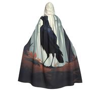 UDFKGLP Crow In The Forest Pattern Adult Hooded Cloak is a super large, comfortable, and durable Halloween hooded poncho