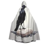 UDFKGLP Crow On The Pebble Pattern Adult Hooded Cloak is a super large, comfortable, and durable Halloween hooded poncho