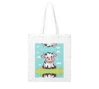 UDFKGLP Cute Cartoon Cow Pattern Woman Canvas Tote Bag Strong and durable for traveling, shopping, Daily One Size