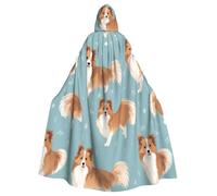 UDFKGLP Cute Shetland Dog Pattern Adult Hooded Cloak is a Super Large, Comfortable, and Durable Halloween Hooded Poncho