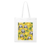 UDFKGLP Cute sloths on yellow lemons Pattern Woman Canvas Tote Bag Strong and durable for traveling, shopping, Daily One Size