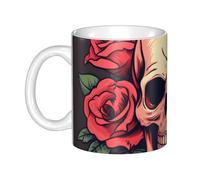 UDFKGLP Day Of The Dead Sugar Roses Skull Pattern mug ceramic Mugs for cappuccino, latte, cereal, yogurt, milk, hot or cold drinks Micro-wave oven