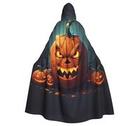 UDFKGLP Evil Smiling Pumpkin Pattern Adult Hooded Cloak is a super large, comfortable, and durable Halloween hooded poncho