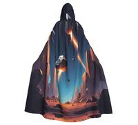 UDFKGLP Falling Meteorites Pattern Adult Hooded Cloak is a super large, comfortable, and durable Halloween hooded poncho