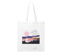UDFKGLP Fireworks on the coast Pattern Woman Canvas Tote Bag Strong and durable for traveling, shopping, Daily One Size