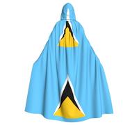 UDFKGLP Flag of Saint Lucia Pattern Adult Hooded Cloak is a super large, comfortable, and durable Halloween hooded poncho