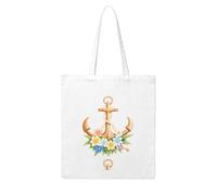 UDFKGLP Flowers on the ship's anchor Pattern Woman Canvas Tote Bag Strong and durable for traveling, shopping, Daily One Size