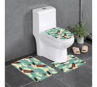 UDFKGLP Flying Eagle Printed Anti-Slip Bathroom Rugs Set - 3-Piece Contour, Oval & Rectangular Mats for Toilet, Vanity & Restrooms