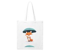 UDFKGLP Fox picking mushrooms on a rainy day Pattern Woman Canvas Tote Bag Strong and durable for traveling, shopping, Daily One Size