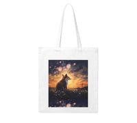 UDFKGLP Fox watching fireworks Pattern Woman Canvas Tote Bag Strong and durable for traveling, shopping, Daily One Size