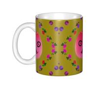 UDFKGLP Funny Face Peach Pattern mug ceramic Mugs for cappuccino, latte, cereal, yogurt, milk, hot or cold drinks Micro-wave oven