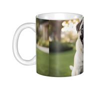 UDFKGLP Funny Happy Pug Dog Pattern mug ceramic Mugs for cappuccino, latte, cereal, yogurt, milk, hot or cold drinks Micro-wave oven
