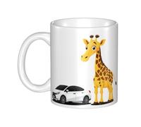 UDFKGLP Giraffe playing with cars Pattern mug ceramic Mugs for cappuccino, latte, cereal, yogurt, milk, hot or cold drinks Micro-wave oven