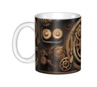 UDFKGLP Gold mechanical gear Pattern mug ceramic Mugs for cappuccino, latte, cereal, yogurt, milk, hot or cold drinks Micro-wave oven