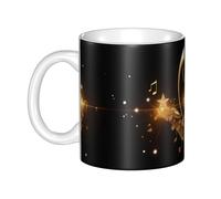 UDFKGLP Gold Musical Note with Shiny Star Pattern mug ceramic Mugs for cappuccino, latte, cereal, yogurt, milk, hot or cold drinks Micro-wave oven