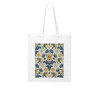 UDFKGLP golden flower blue leaf Pattern Woman Canvas Tote Bag Strong and durable for traveling, shopping, Daily One Size