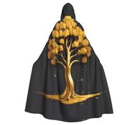 UDFKGLP Golden Little Tree Pattern Adult Hooded Cloak is a super large, comfortable, and durable Halloween hooded poncho