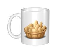 UDFKGLP Good things peanuts in the basket Pattern mug ceramic Mugs for cappuccino, latte, cereal, yogurt, milk, hot or cold drinks Micro-wave oven