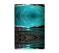 UDFKGLP Green Aurora Borealis Pattern Tin decorative painting 8x12in Made of tinplate, wear-resistant and durable