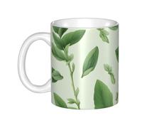 UDFKGLP Green Flower Herb Sage Leaves and Branches Pattern mug ceramic Mugs for cappuccino, latte, cereal, yogurt, milk, hot or cold drinks Micro-wave oven